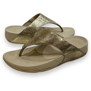 FitFlop Lulu Metallic Snake Flip-Flop Size 10